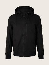 Platnena jakna s kapuljačom i ukrasnim šavovima - Crna_7007432