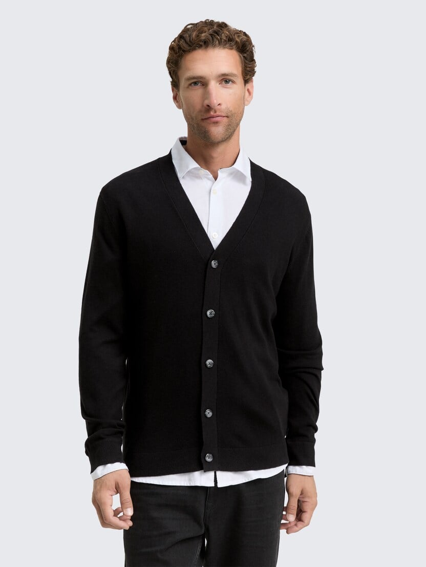 Cardigan din bumbac cu caşmir - Negru_2402441