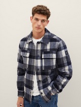 Karirasta jakna v slogu srajce - Modra_8179348