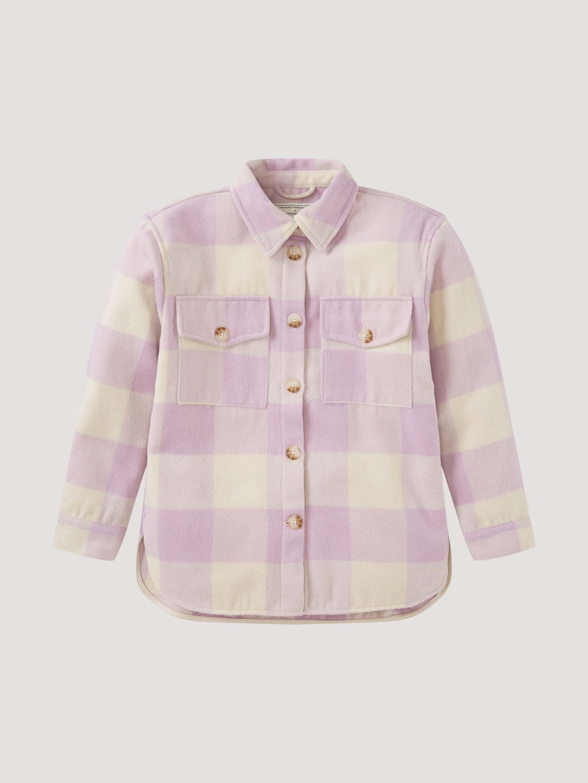 Karirasta jakna v slogu srajce - Vzorec/večbarvna_6130579