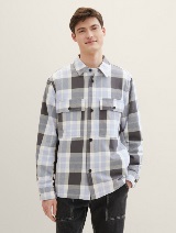 Karirasta jakna v slogu srajce - Vzorec/večbarvna_7844394