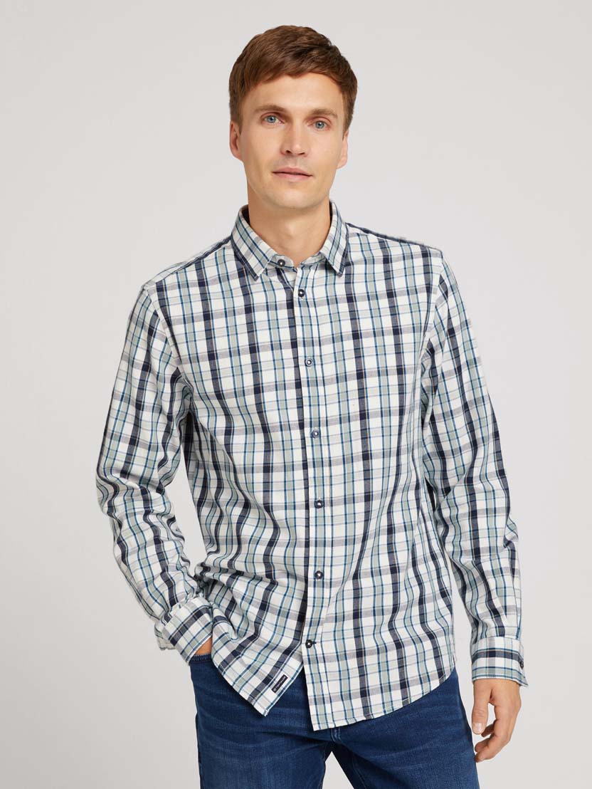 Karirasta srajca z dolgimi rokavi - Vzorec-večbarvna