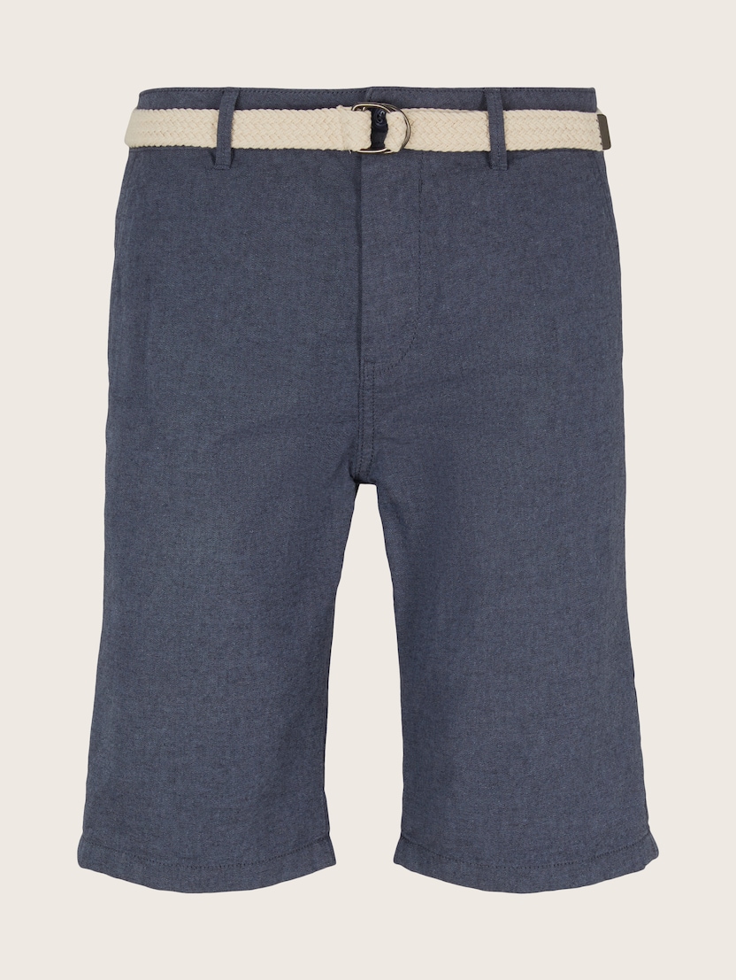 Chino kratke hlače od bojane pređe s pletenim remenom - Plava_4089142