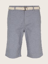 Chino kratke hlače od bojane pređe s pletenim remenom - Siva_4536038