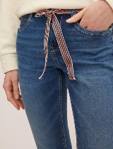 Traper hlače Alexa sa skraćenim nogavicama i pojasom od tkanine - Plava_5118766