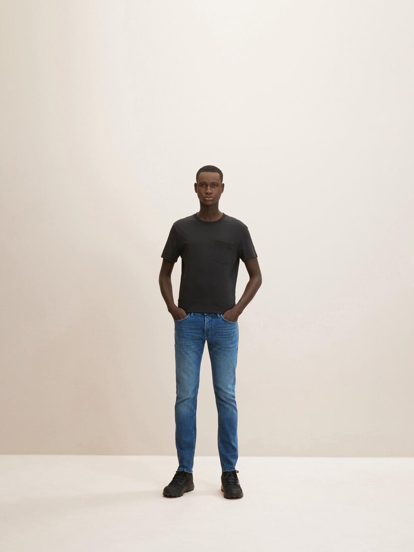  Kavbojke Slim Pears s spranim videzom na predelu stegen - Modra-1032752-10120