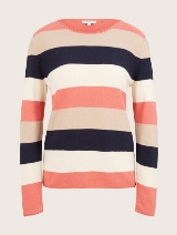 Klasičen pleten pulover z dolgimi rokavi in teksturo - Vzorec/večbarvna_6247495