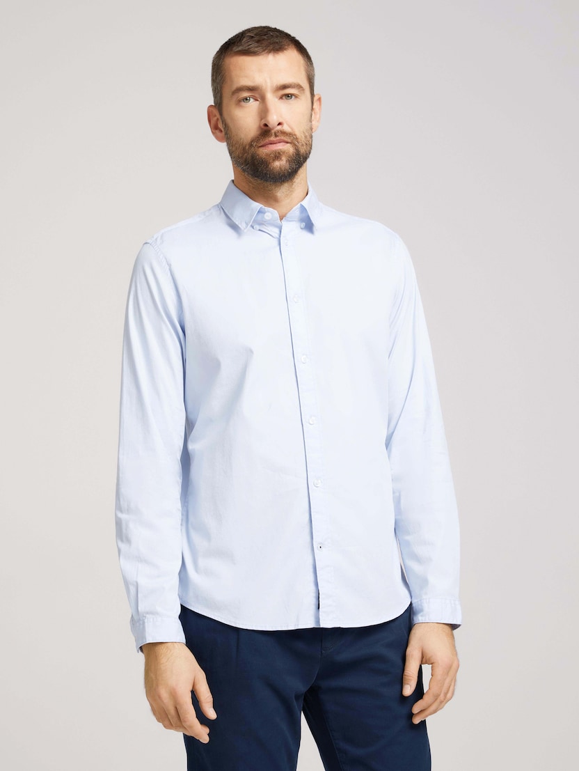 Klasična košulja dugih rukava od rastezljive tkanine - Plava_4254343