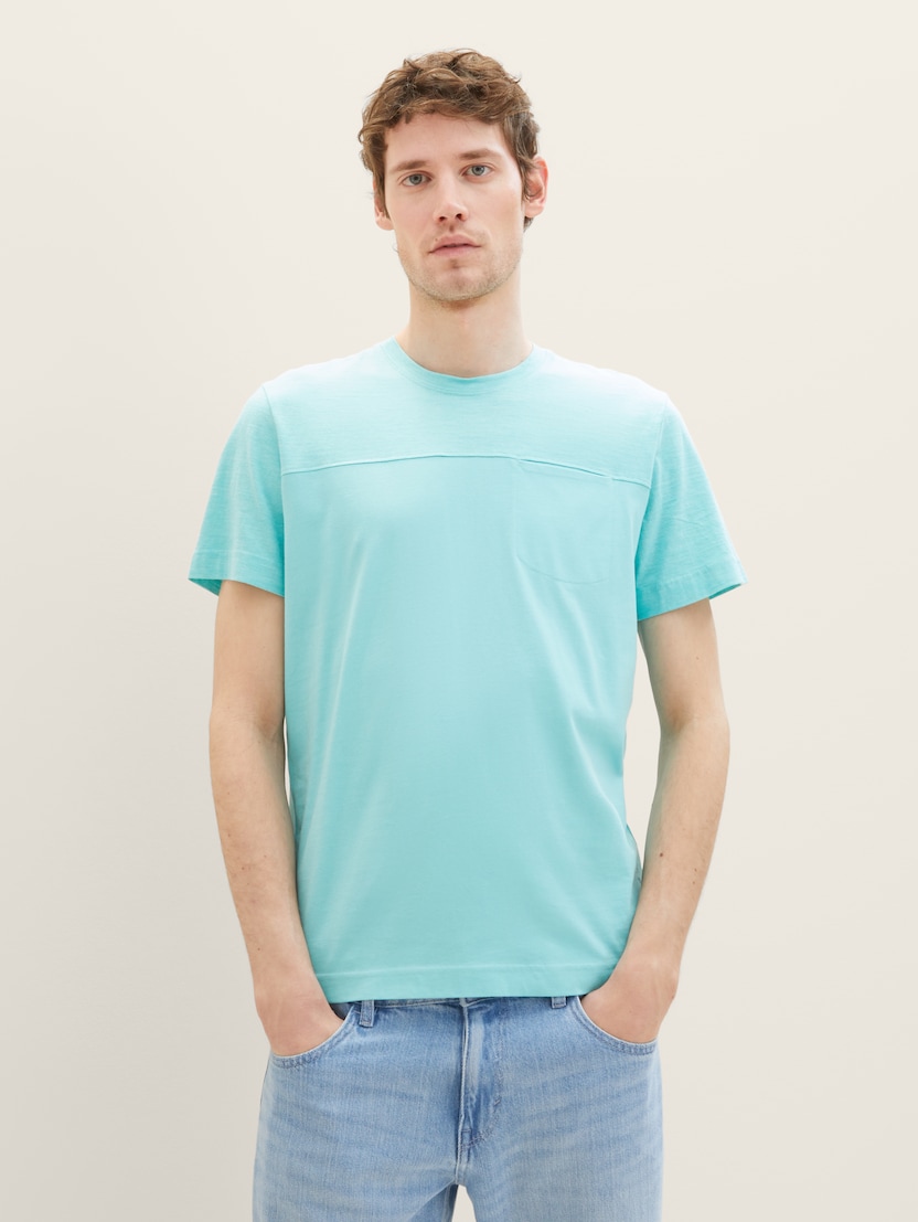  Kratka majica z barvnim blokom - Modra-1036420-32036