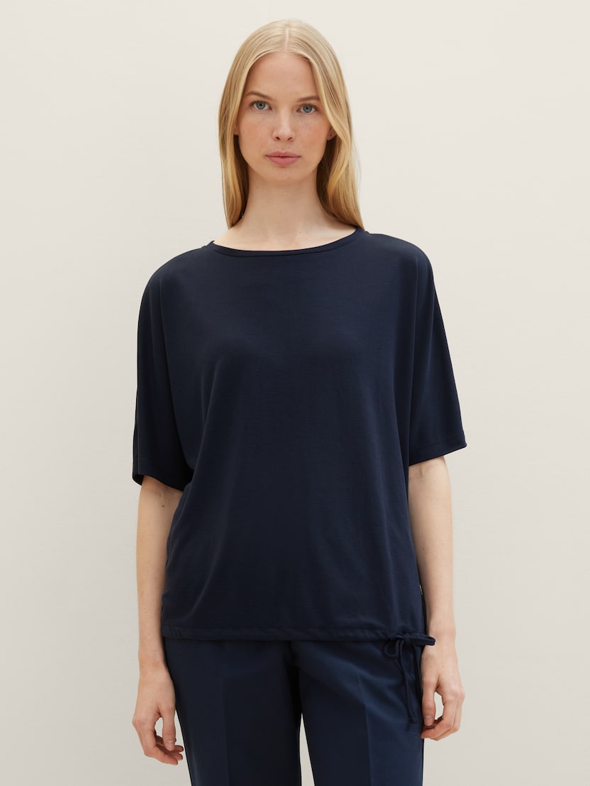Kratka majica z vozlom - Modra-1040595-10668