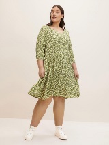 Mini haljina sa 3/4 rukavima jednobojnog cvetnog uzorka - Uzorak/višebojna_5834496