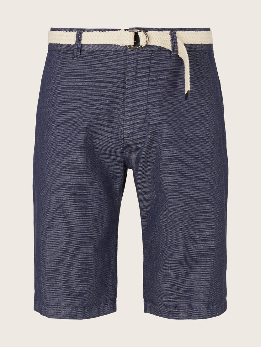 Kratke chino hlače s remenom - Plava_9999630