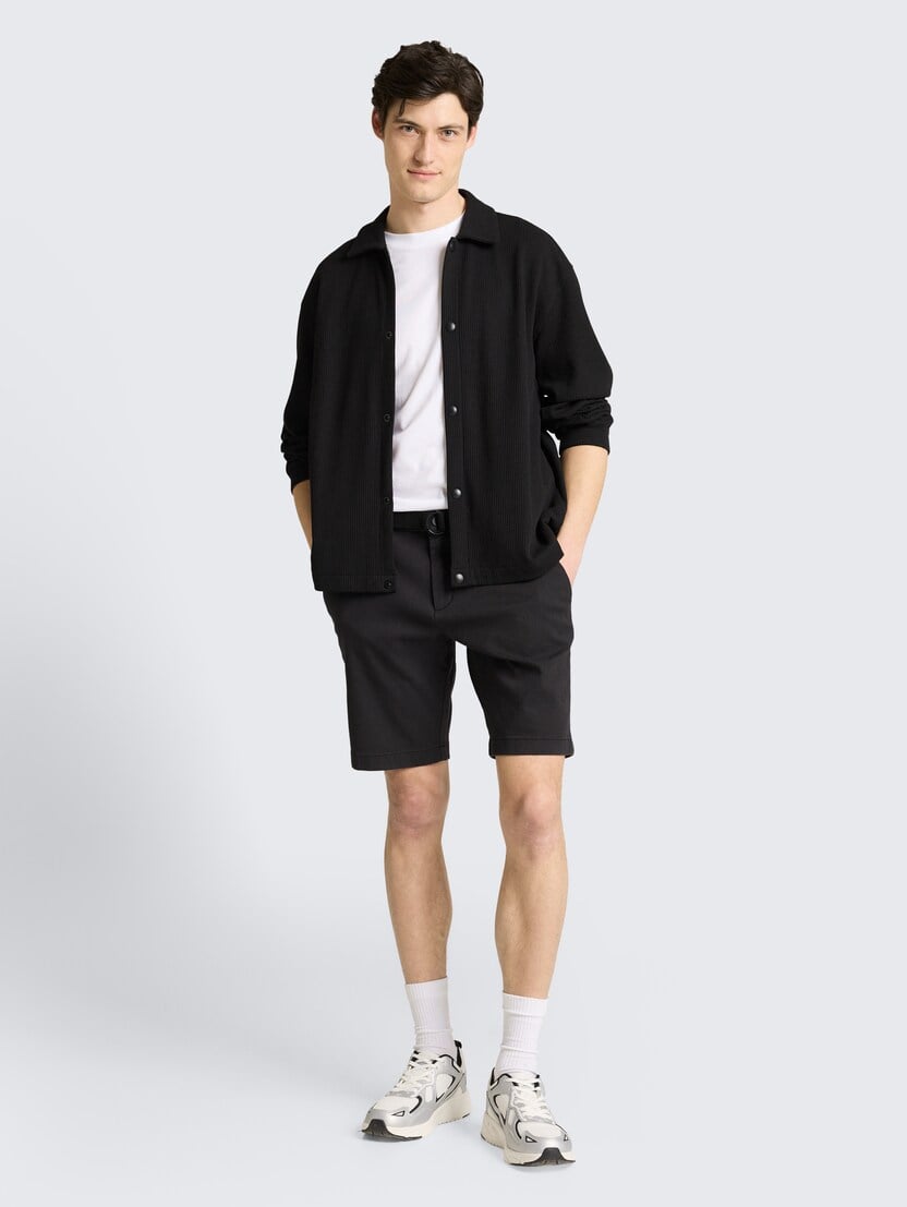 Pantaloni scurţi chino cu curea - Negru_4132834