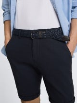 Pantaloni scurţi chino cu curea - Albastru_1629486