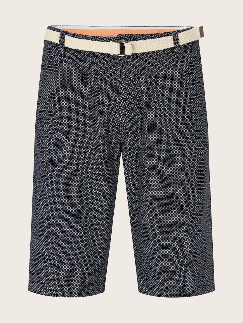 Kratke hlače Chino s pletenim pasom - Modra_9410949