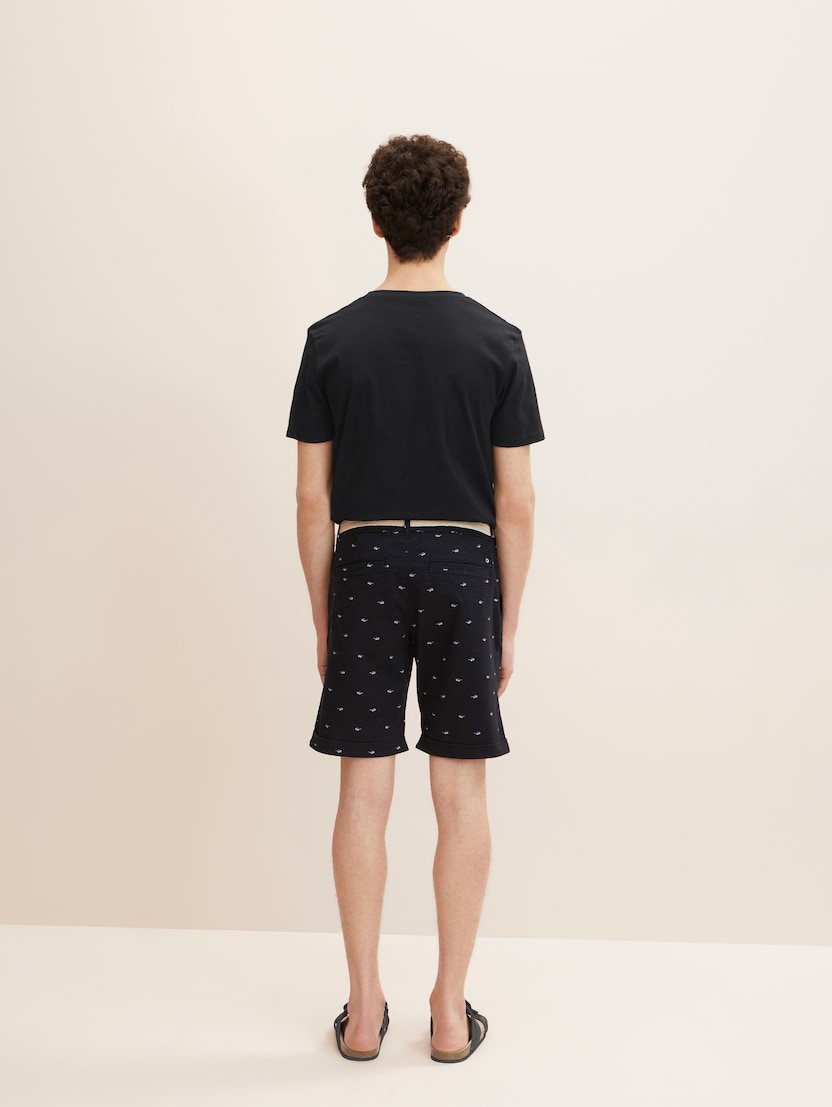 Kratke hlače chino s potiskom in pasom - Vzorec/večbarvna_954836