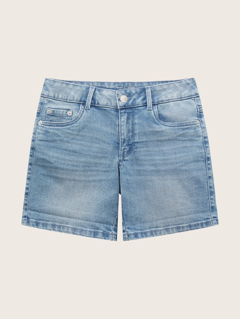 Kratke hlače iz džinsa iz elastične tkanine - Modra-1031557-10112