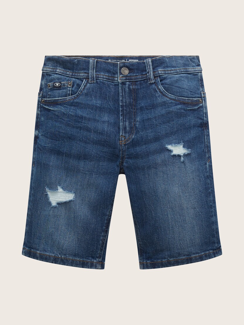 Kratke hlače iz džinsa Jim s strganimi deli - Modra_3985716