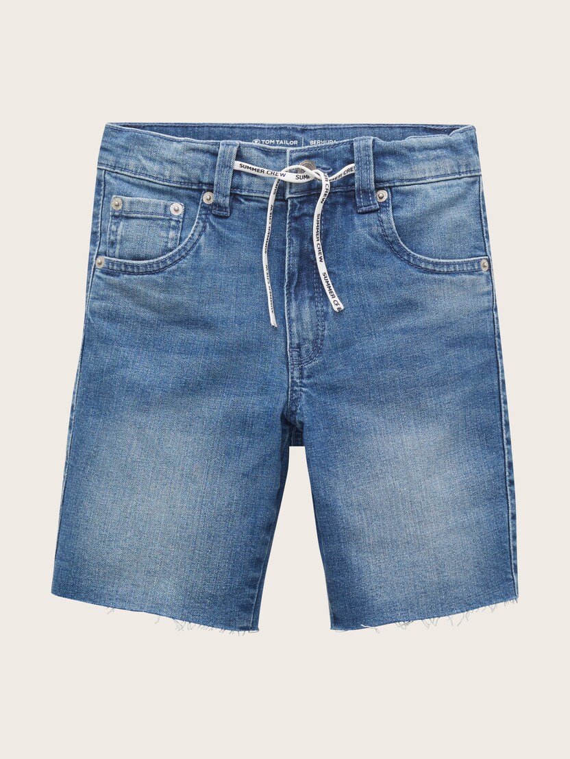 Kratke hlače iz džinsa s snemljivo vrvico - Modra_5609000