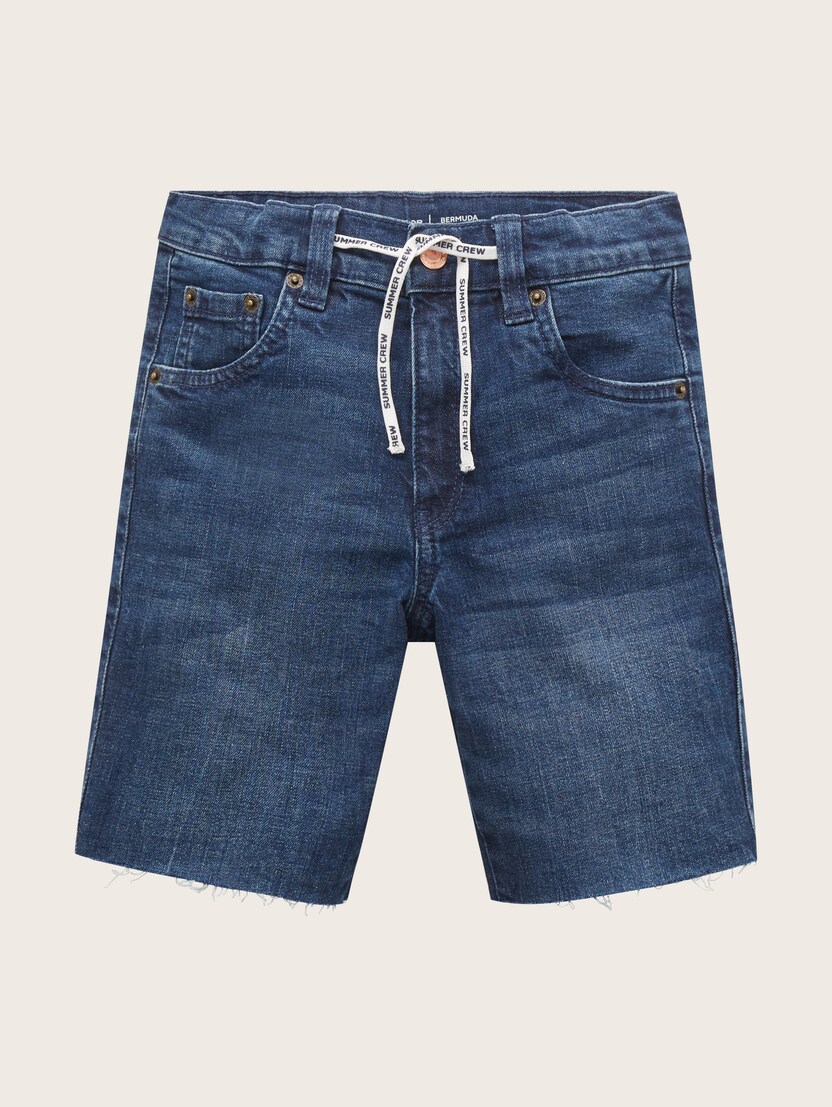 Kratke hlače iz džinsa s snemljivo vrvico - Modra_8389194