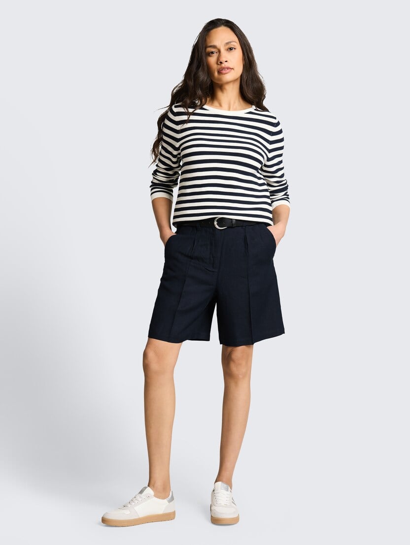 Kratke pantalone od mešavine lana - Plava-1049995-10668-15