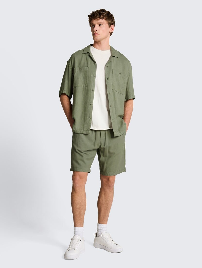 Kratke pantalone od mešavine lana - Zelena-1049705-10427-15