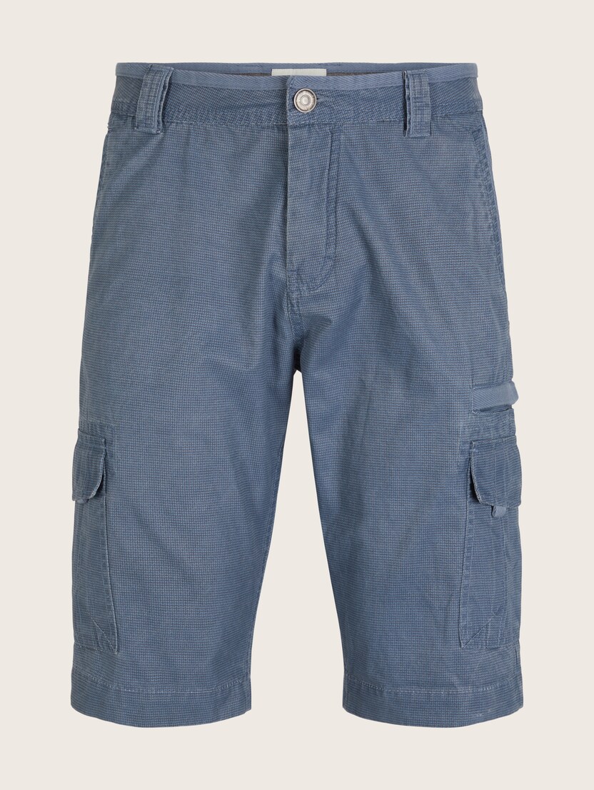 Kratke hlače spranega videza z žepi in geometrijskim vzorcem - Modra_8367740
