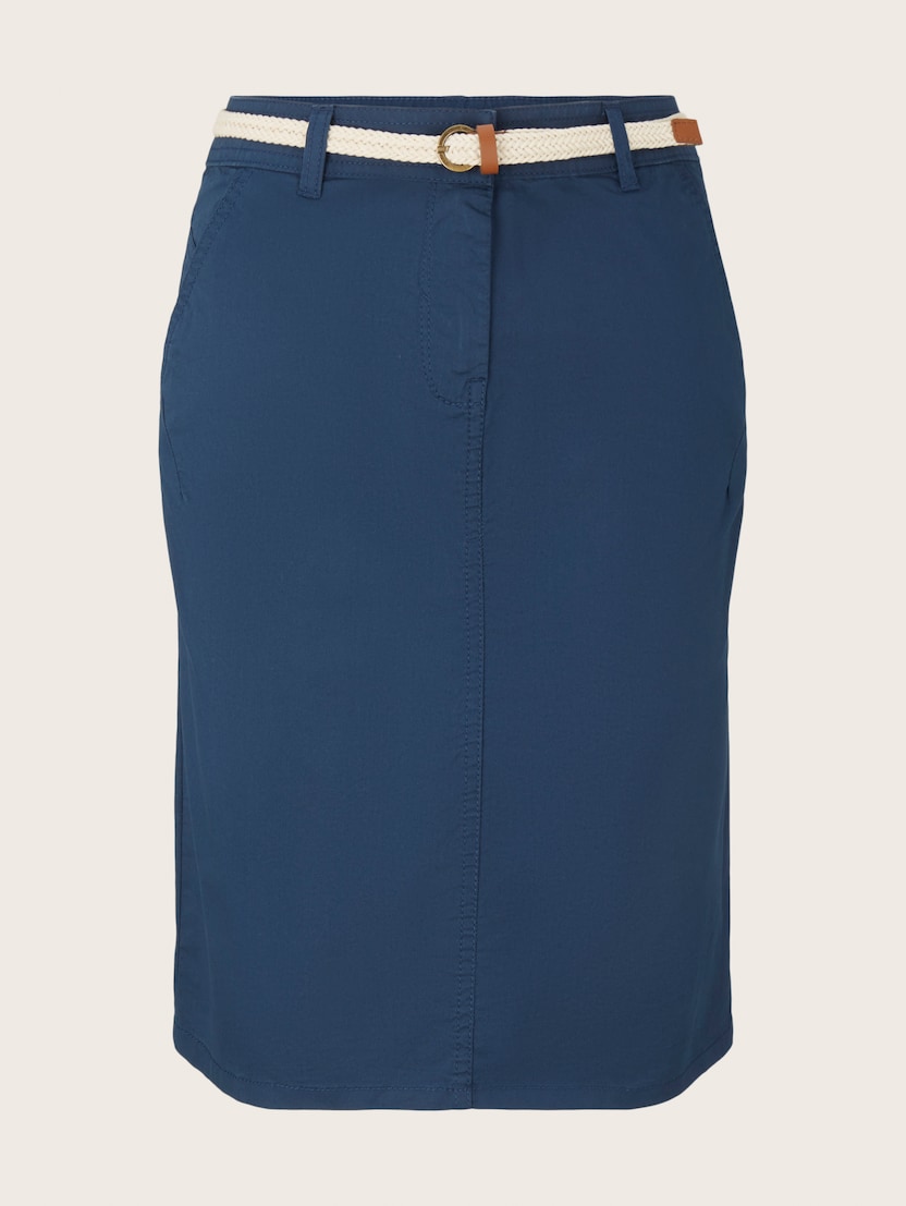 Klasična kratka suknja s pletenim remenom - Plava