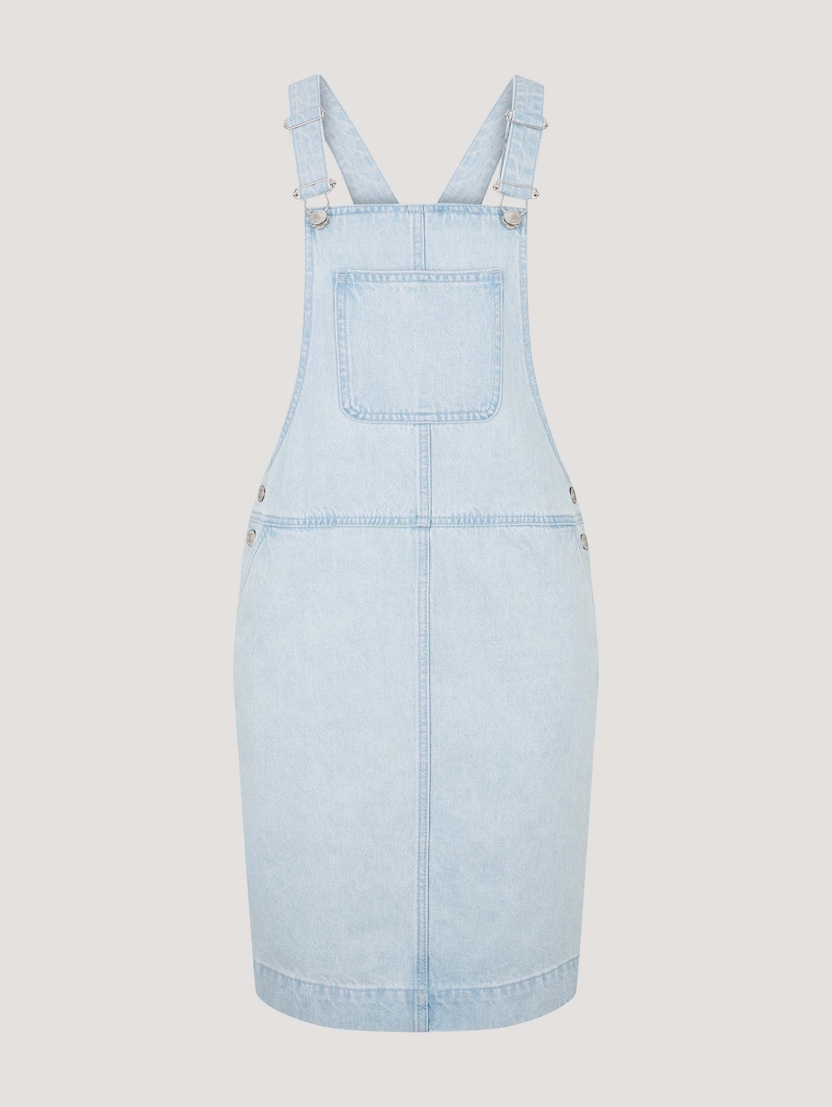 Mini traper suknja s podesivim trakama i prednjim džepom - Plava_8461633