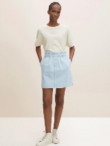 Mini suknja od lagane traper tkanine s elastičnim pojasom - Plava_7219995