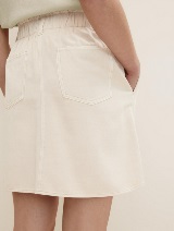 Mini suknja od keper tkanine s elastičnim pojasom - Bež_9476070