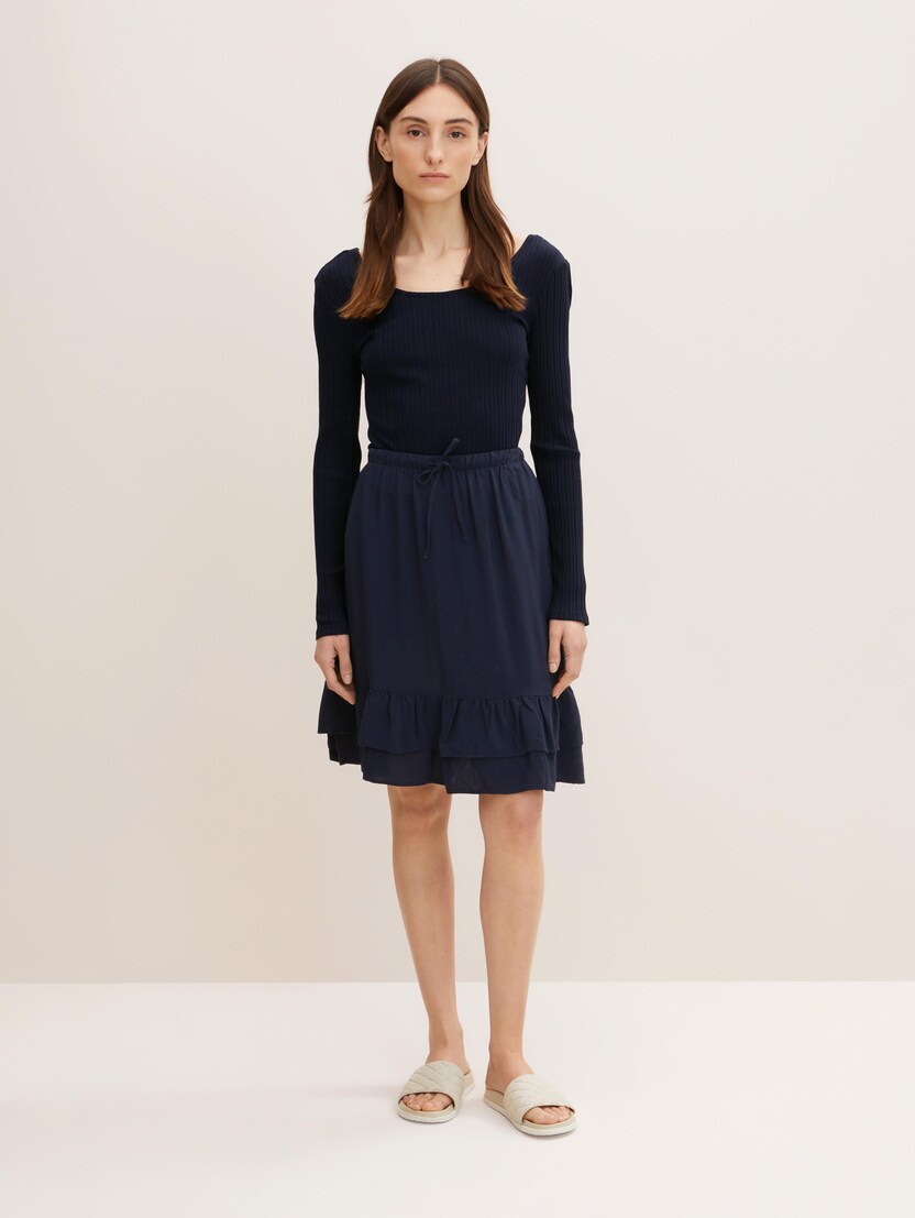 Mini suknja od viskoze s volanima - Plava-1032237-10668-14