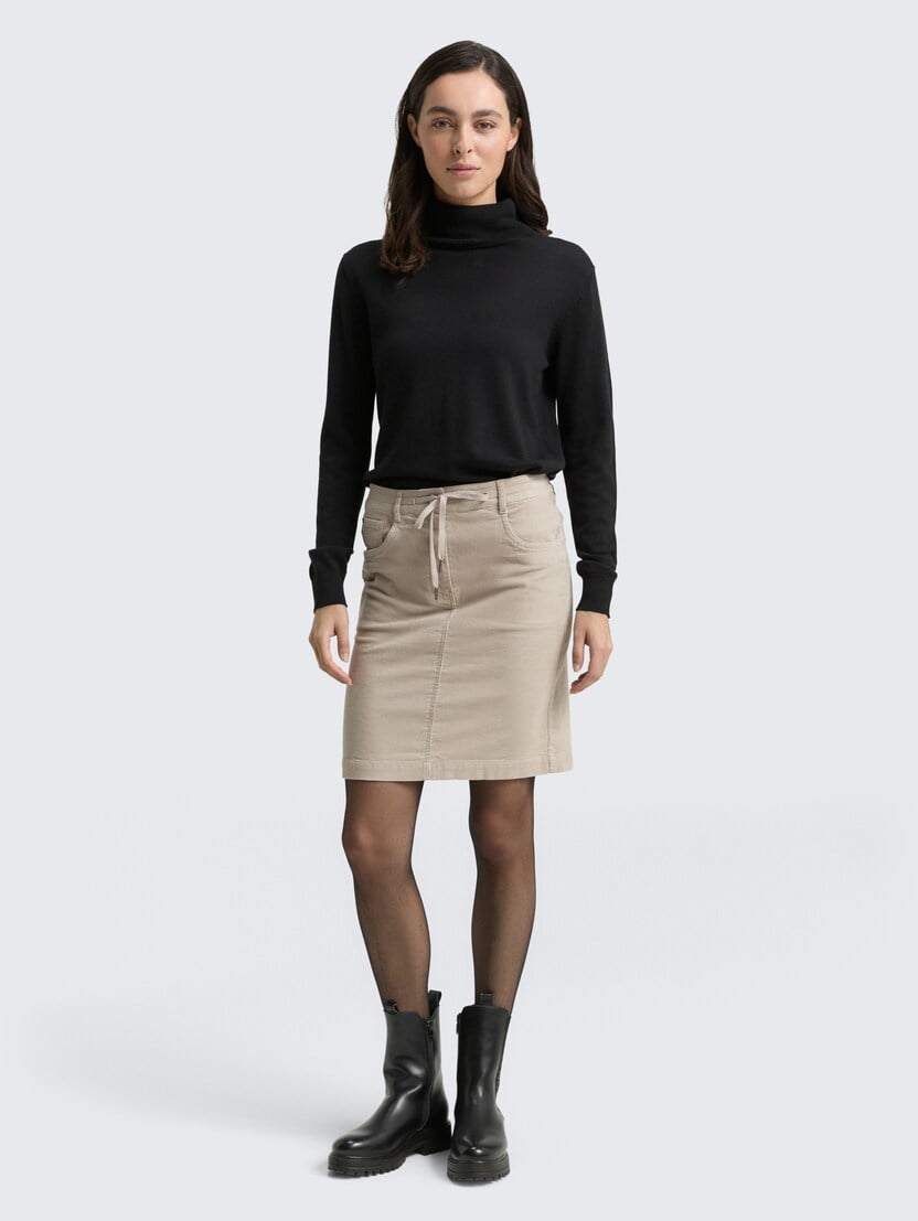 Fustă din catifea reiată - Bej-1047633-32208-16