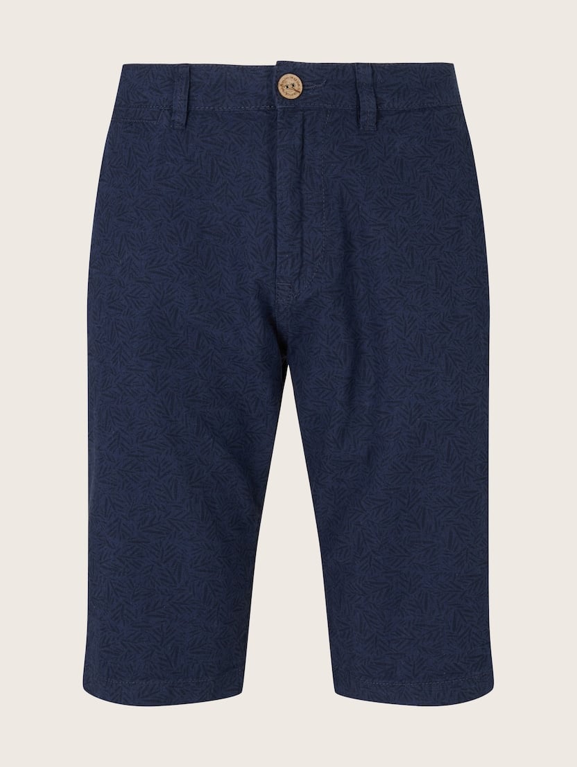 Lanene bermuda kratke hlače z vzorcem - Modra_5688678