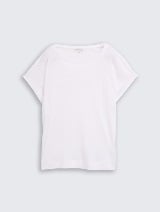 Tricou din bumbac şi in - Alb_8615988