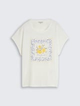Tricou mix materiale - Alb_4194978