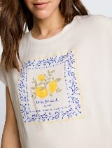Tricou mix materiale - Alb_4194978