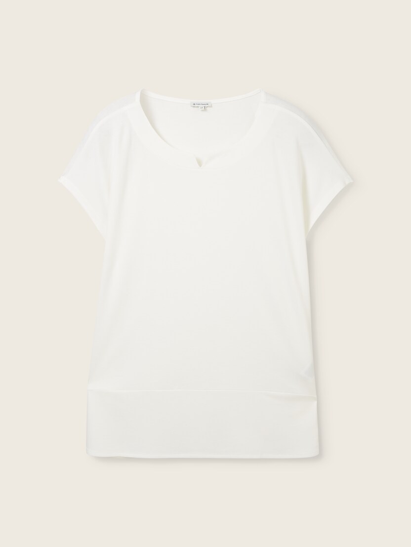 Majica od mješavine materijala - Bijela