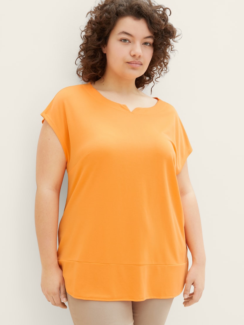 Majica iz mešanice blaga - Oranžna_9234968