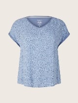 Majica iz mešanice materialov s kratkimi rokavi z minimalističnim pikčastim potiskom na sprednji strani - Vzorec/večbarvna_4971483