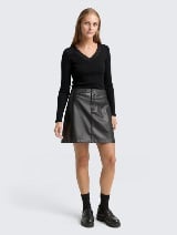 Tricou cu detalii din dantelă - Negru_689361