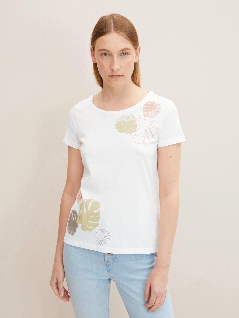 Majica s cvjetnim uzorkom na prednjoj strani - Bijela