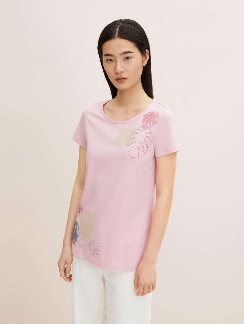 Majica s cvjetnim uzorkom na prednjoj strani - Ružičasta