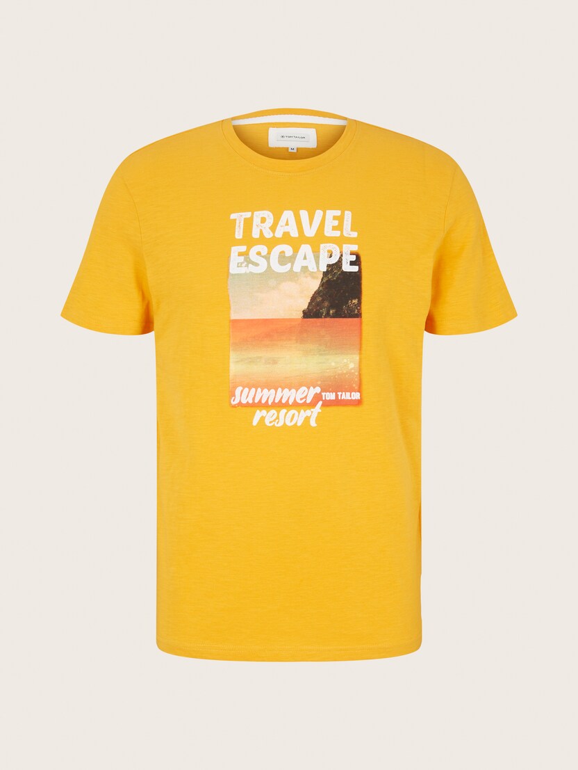 Majica s fotografskim potiskom poletnih motivov - Rumena