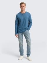 Majica s Henley izrezom - Plava_1154170