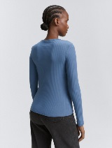 Majica s Henley izrezom - Plava_4930115