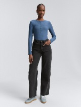 Majica s Henley izrezom - Plava_4930115