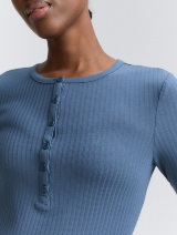 Majica s Henley izrezom - Plava_4930115