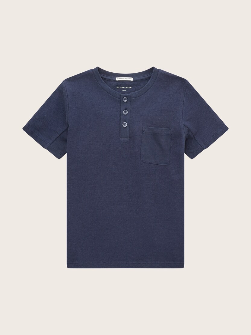Majica s Henley izrezom - Modra_7822902