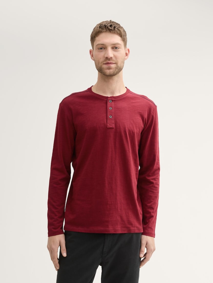 Majica sa Henley izrezom - Crvena